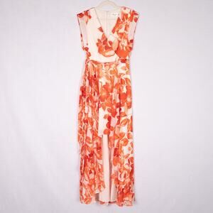 Eliza J Sheer Floral Hi-Low Dress Women's Size 6 Romantic Flowy Garden Botanical